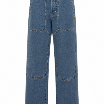 Medium-Wash Blue High-Rise Wide-Leg Paneled Jeans