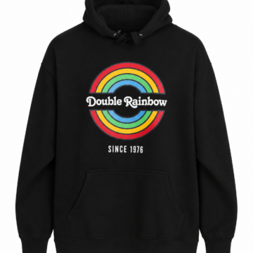 Black Pullover Hoodie with Rainbow Graphic