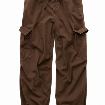 Brown Relaxed Cargo Pants with Drawstring Waist