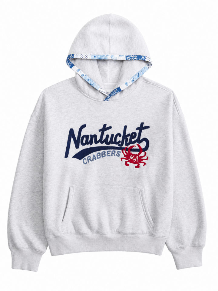 Heather Gray Pullover Hoodie with Graphic Print
