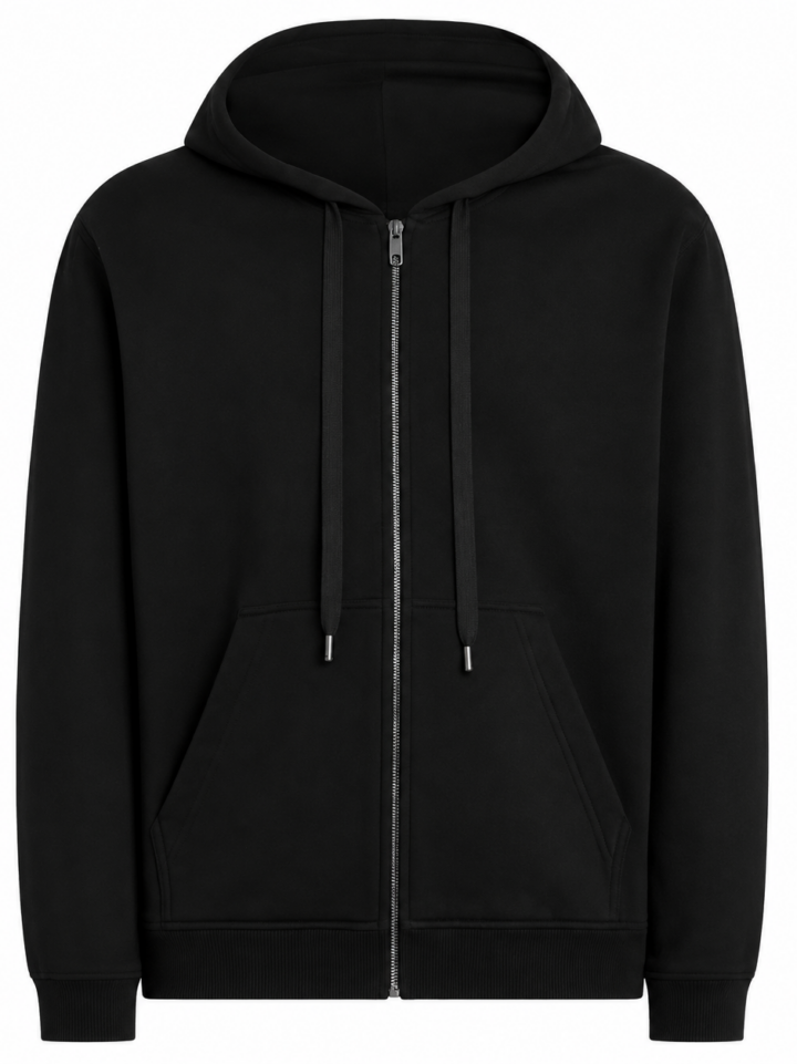 Black Full-Zip Relaxed Fit Hoodie