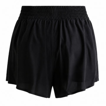 Black Relaxed Smocked Waistband Shorts with Slit Hem