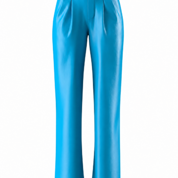 Bright Blue High-Waisted Pleated Wide-Leg Trousers