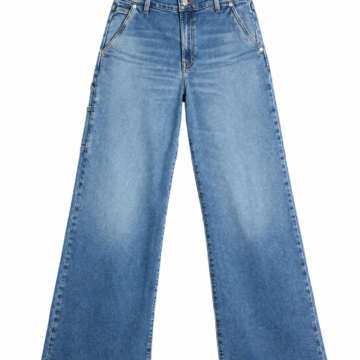 Medium Wash High-Rise Wide-Leg Jeans with Classic Five-Pocket Styling