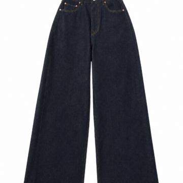 Dark Indigo High-Rise Wide-Leg Jeans with Loose Straight Cut