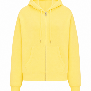 Yellow Zip-Up Hoodie with Kangaroo Pockets