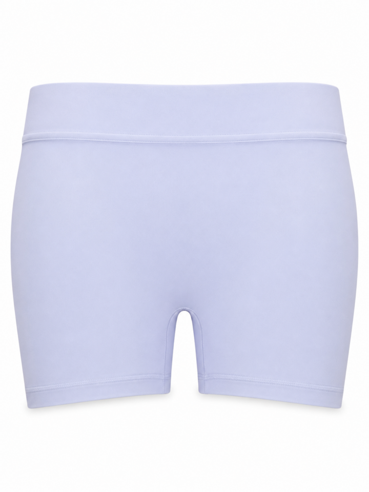 Lavender Fitted Mid-Thigh Shorts with Flat Waistband