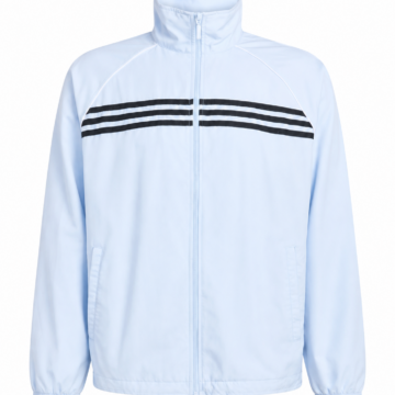 Light Blue Regular Fit Track Jacket with Striped Chest