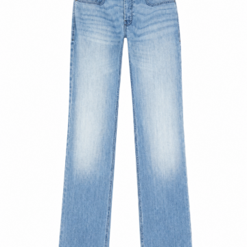 Light Wash High-Rise Straight-Leg Laser-Faded Jeans
