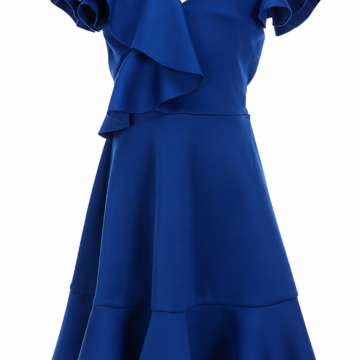 Royal Blue Flutter Sleeve V-Neck Flared Dress