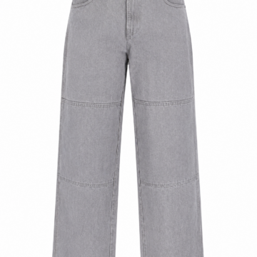 Light Grey Paneled Straight-Leg Jeans with Contrast Stitching