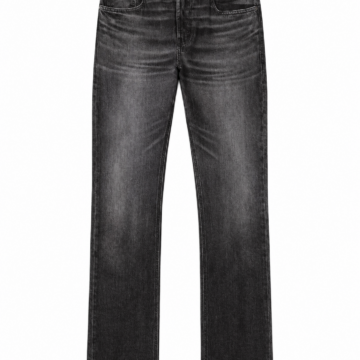 Black Washed Straight-Leg Jeans with Heavy Fading