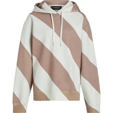 Cream and Pink Stripe Oversized Hooded Sweatshirt